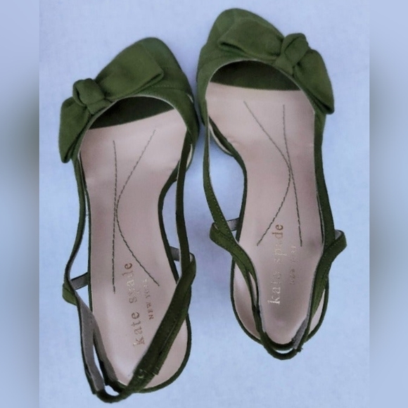 Kate Spade open toe heels (Moss Green /6M) Suade, Made in Italy, gently used - Picture 2 of 14